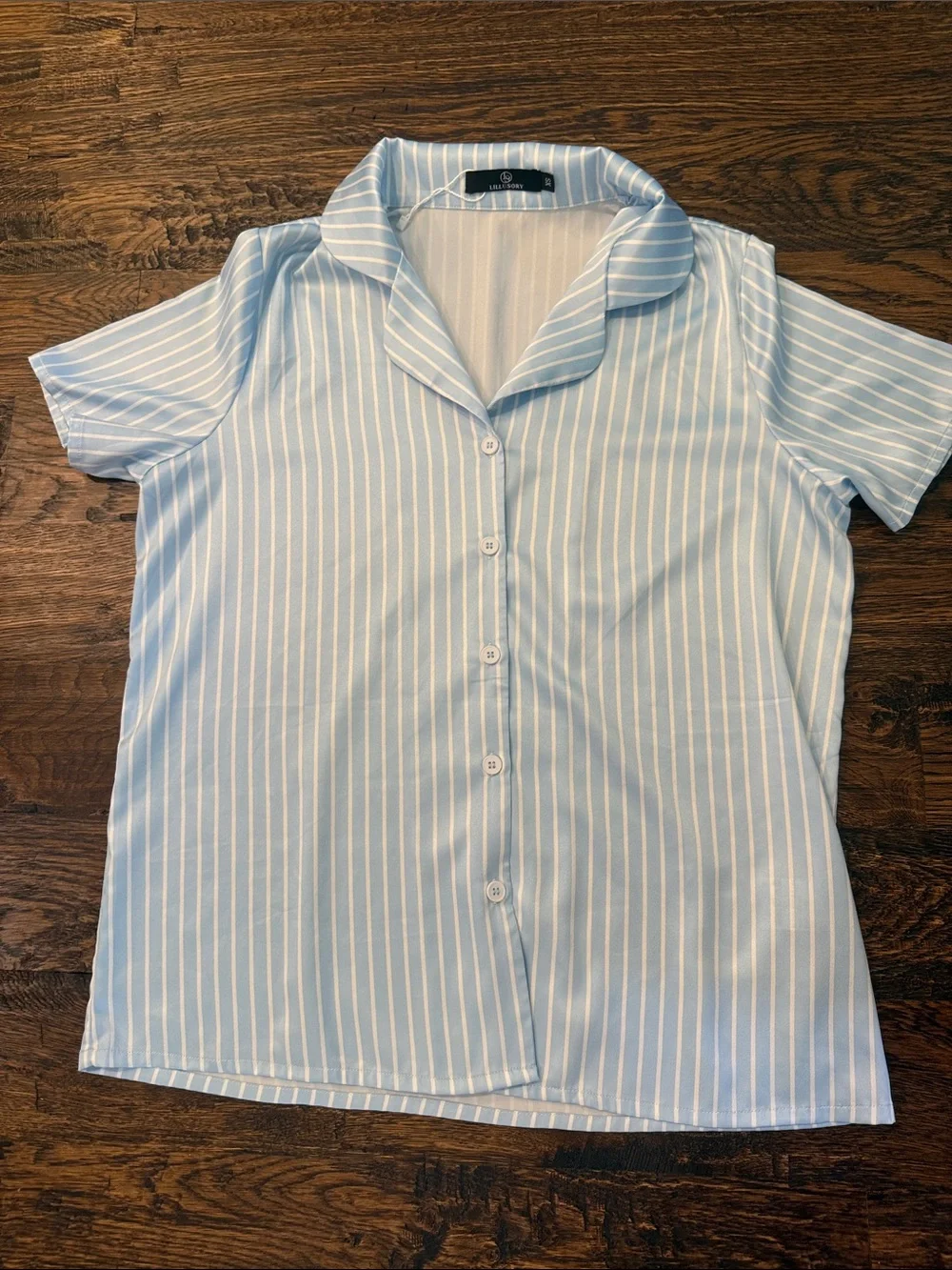 NWOT Women's Light Blue Striped Short Pajama Set